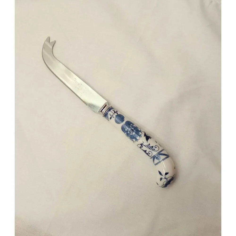 Regency Sheffield England porcelain, prill, blue onion cheese knife